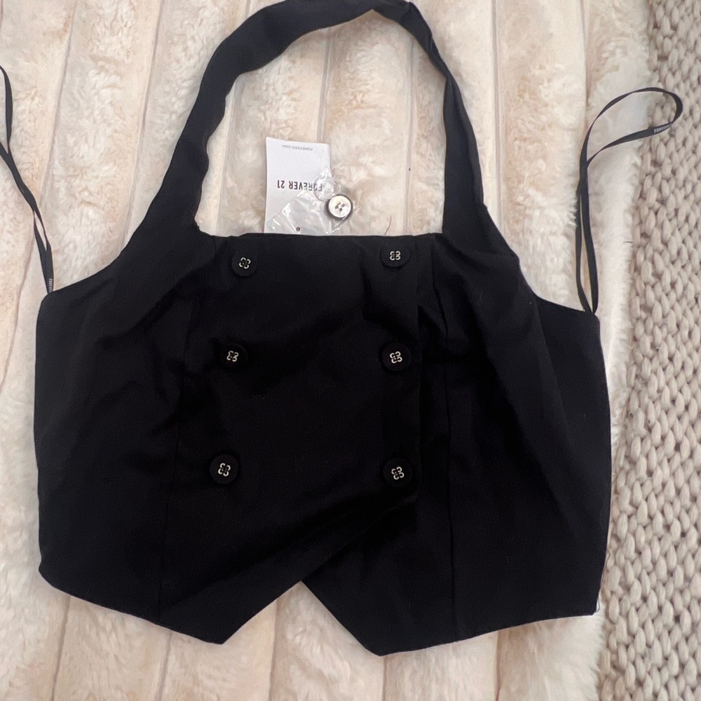 Forever 21 Black Double-Breasted Blouse